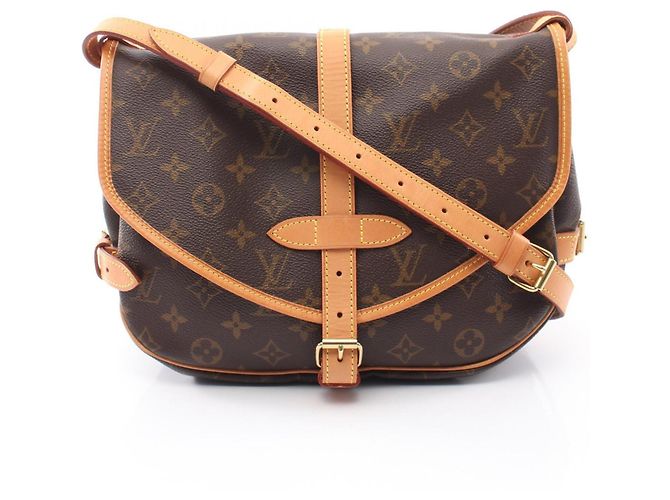 Borsa a Spalla Louis Vuitton Saumur 30 Marrone Monogramma
