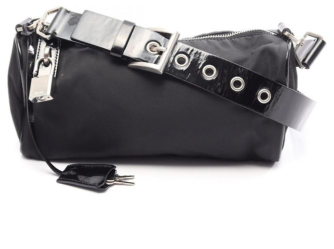 Prada TESSUTO+SAFFIANO Shoulder Bag Black