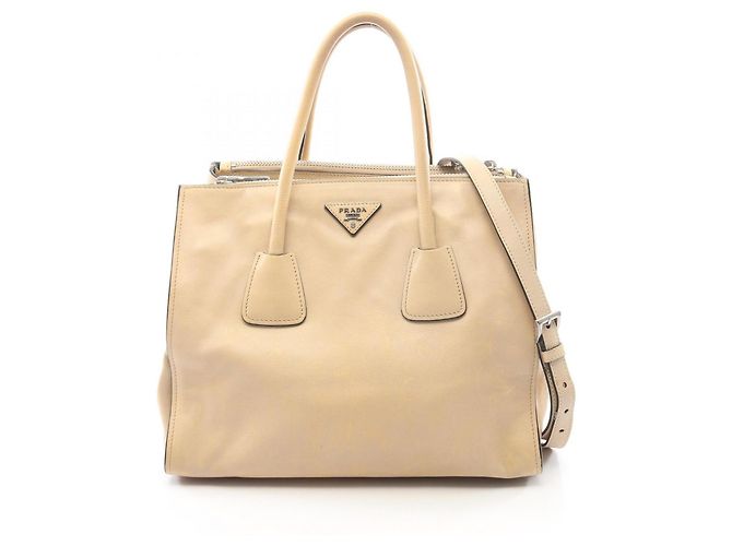 Borsa Tote 2-Way con logo Triangle Prada Beige