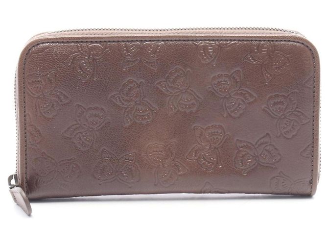 Cartera larga de cuero marrón Bottega Veneta Castaño