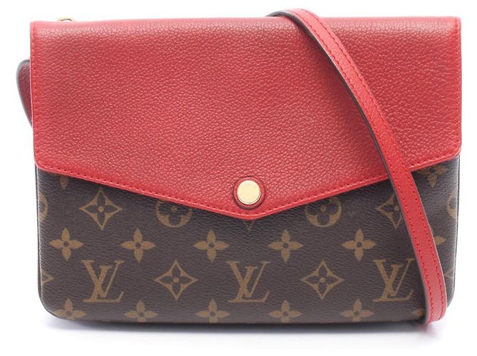 Borsa a tracolla Louis Vuitton Twice Monogram Cerise Marrone Rosso