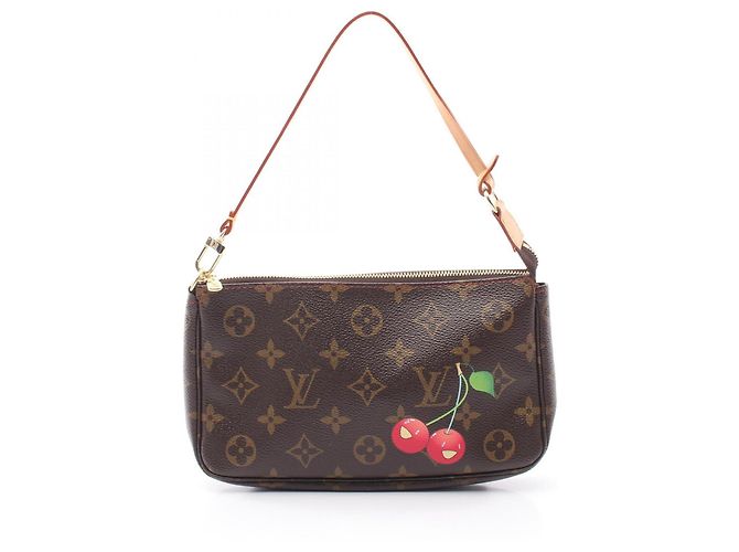 Bolsa Louis Vuitton Pochette Accessoires Monogram Cherry Marrom Vermelho