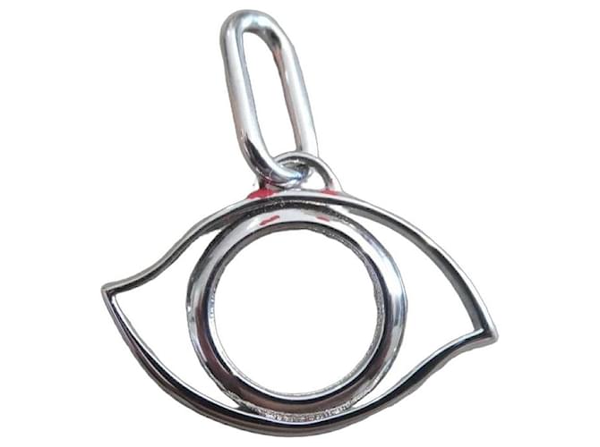Hermès Eye of Cleopatra pendant in palladium-plated silver steel, new, missing chain, with box Silvery 