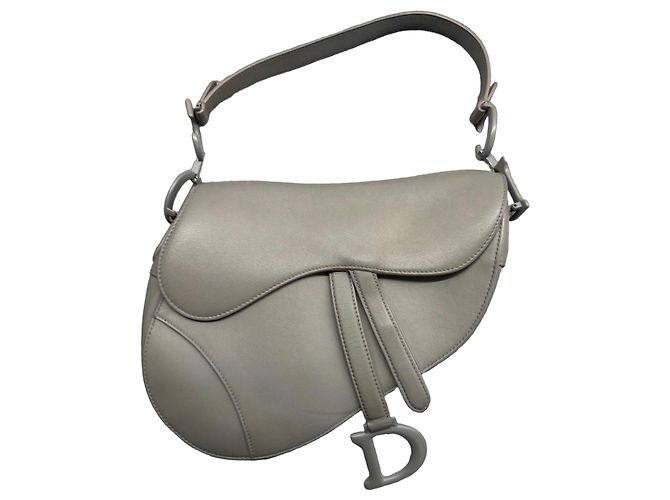 Dior Saddle Handtasche grau Leder