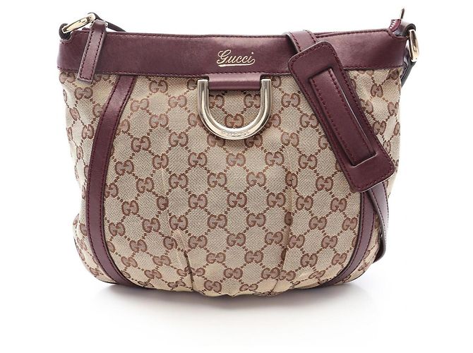 Bolsa de Ombro Gucci Abbey Bege Bordeaux