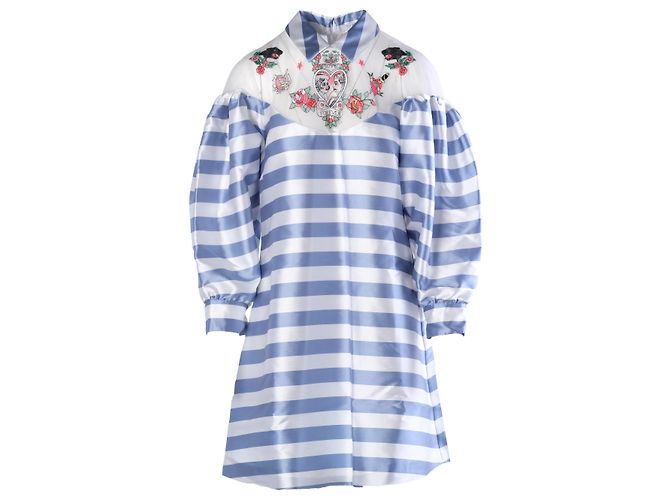 Autre Marque Vivetta Fiammetta Gestreiftes Hemdkleid Weiß