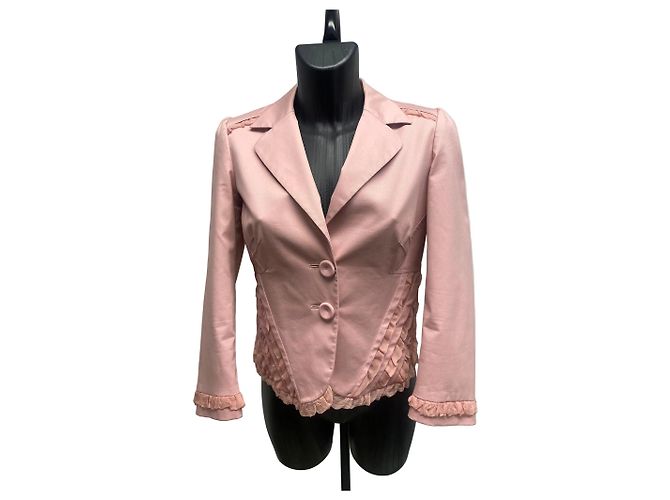 Blazer in misto cotone rosa vintage con volant John Galliano