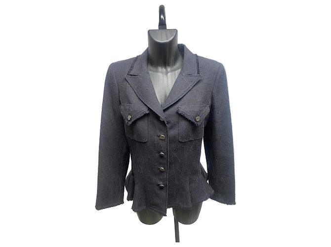 Timeless Chanel Vintage 2006 Spring Peplum Jacke aus 100% Seide in Schwarz - Größe FR 42