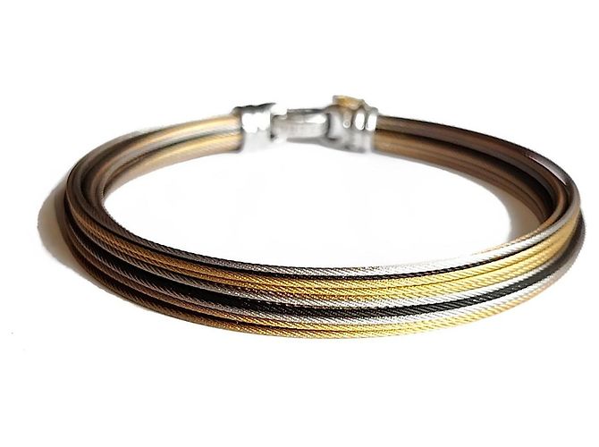 Autre Marque Charriol Bracelet Câbles Multi-rangs Acier Inoxydable