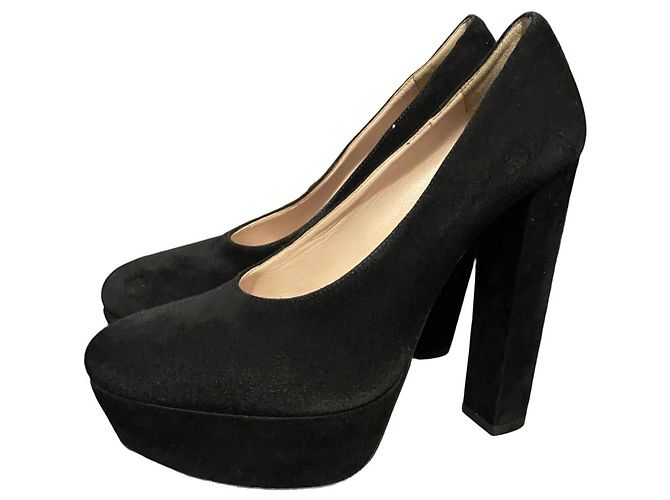 Miu Miu Black Suede Platform Pumps