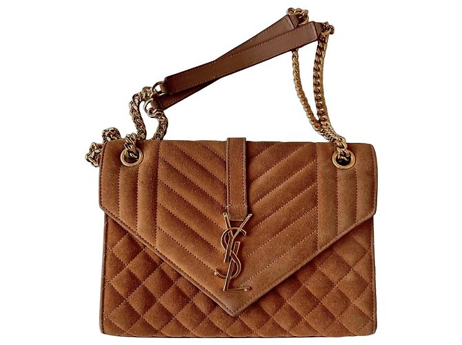 Bolsa de mão Saint Laurent em camurça marrom