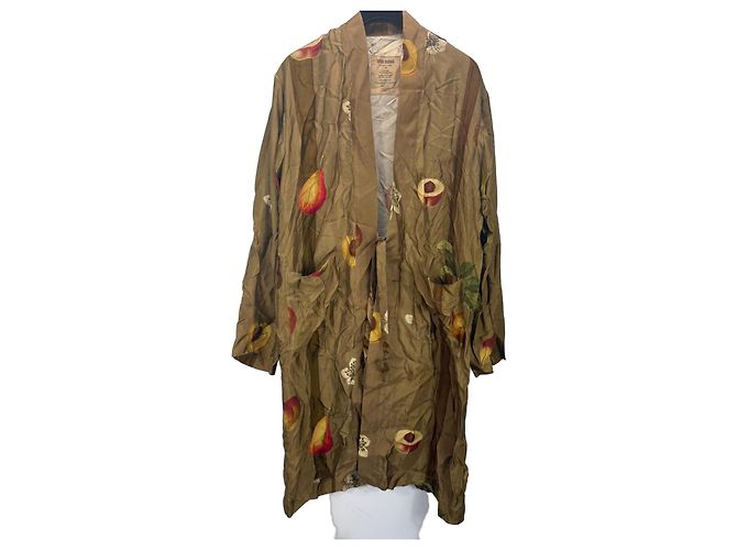 Autre Marque Uma Wang Corey Coat Fruit Print Viscose Blend Jacket Brown Multiple colors