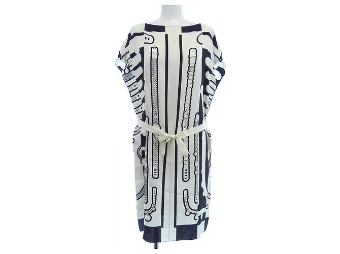 Hermès LE TRESOR DE MEDOR RAYURE Seidenkleid Schwarz
