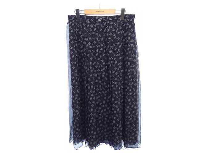 Timeless Saia de seda Chanel Marrom Preto
