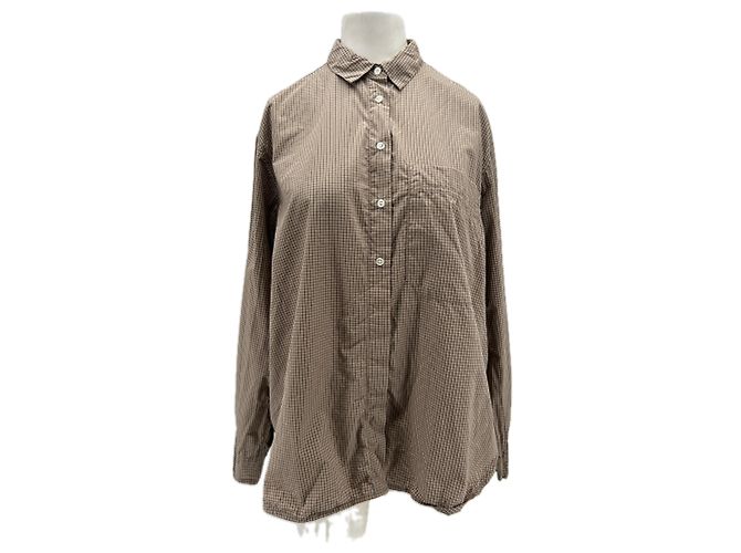 Autre Marque Camicia a quadri AIAYU in cotone marrone