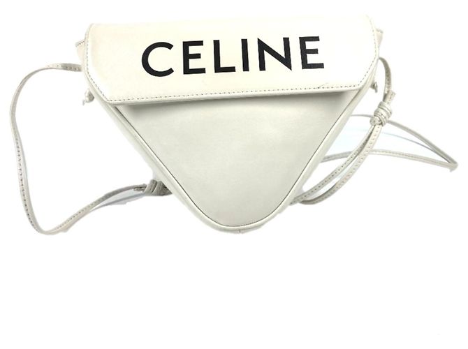 Céline Borsa a tracolla pochette Celine Triangle Logo Nero Bianco