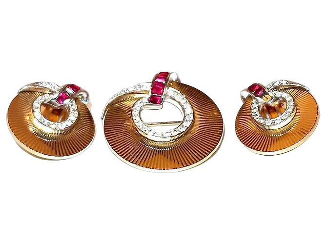 Autre Marque Marcel Boucher Set Spilla e Orecchini Tono Oro D'oro