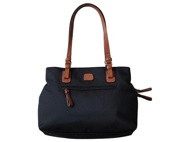 Autre Marque Bric's Borsa Tote in Nylon Nero e Pelle Marrone