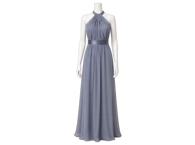 Vera Wang Halterneck Maxikleid aus Chiffon Grau