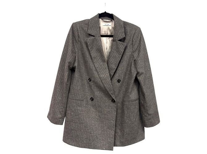 Autre Marque Nue Notes Grey Pinstripe Double-Breasted Blazer