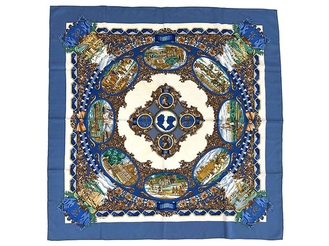 Hermès Sciarpa Hermes Carre 90 L'ENTENTE CORDIALE Blu Multicolore