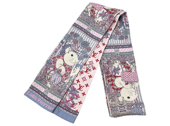 Sciarpa in seta Louis Vuitton multicolore rosa