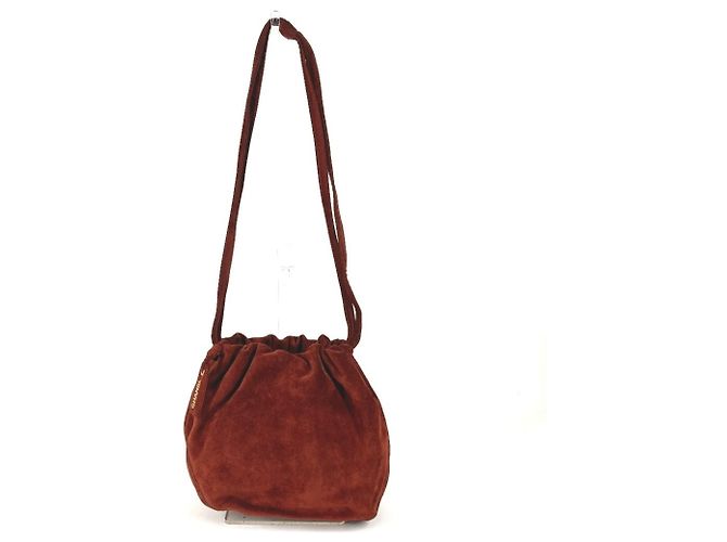 CHANEL Vintage Logo Drawstring Bag Red