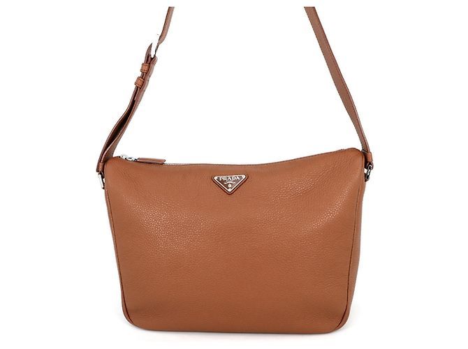 Bolsa de Ombro Prada Vitello Daino Marrom
