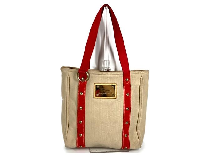 Louis Vuitton M40035 Antigua Cabas MM Tote Bag Rosso Beige