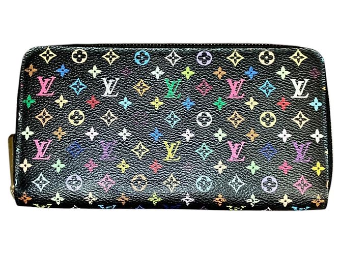 Louis Vuitton Zippy Wallet Long Monogram Multicolor Black Multiple colors