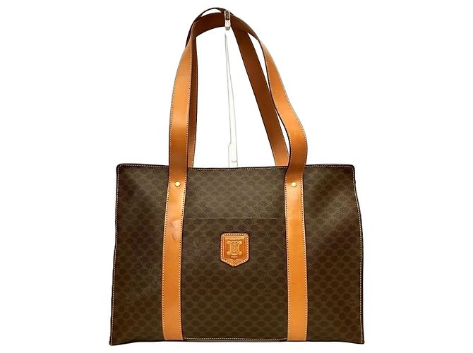Céline Celine Macadam Leder Tote Bag Braun