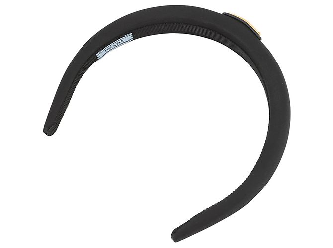 Arco de cabelo em Re-Nylon com triângulo Prada Preto