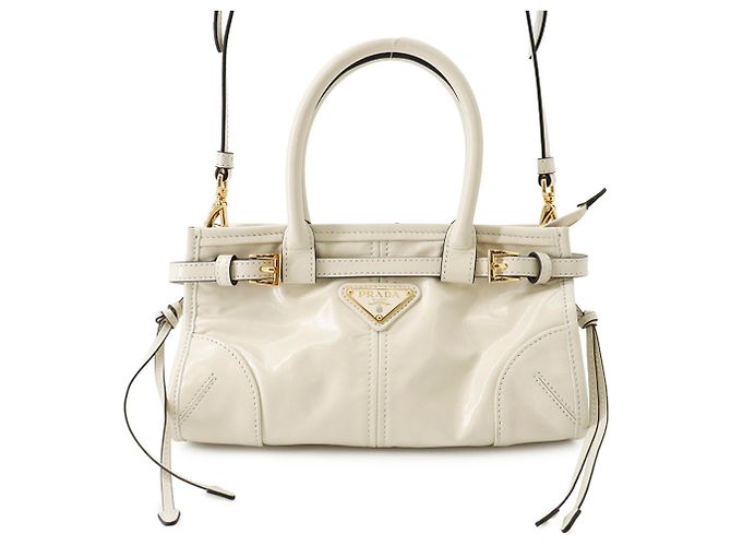 Prada Bonnie Mini Leder Dreieck Handtasche Weiß