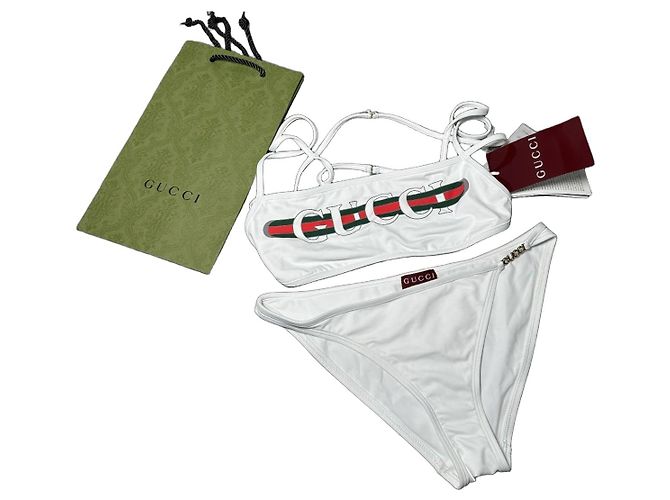 Gucci Bikini Set Weiß Logo Größe S
