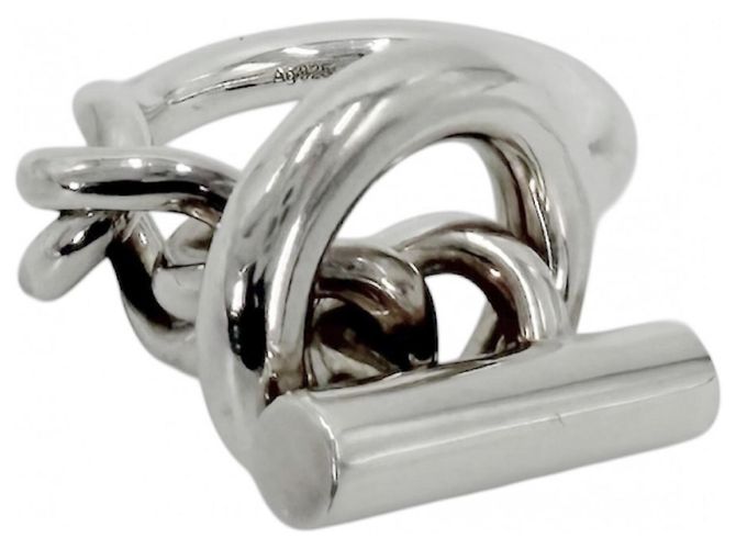 Hermès Hermes Croisette Design Silver Band Ring 