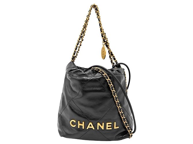 Chanel 22 Mini Logo Handtasche für Damen Schwarz