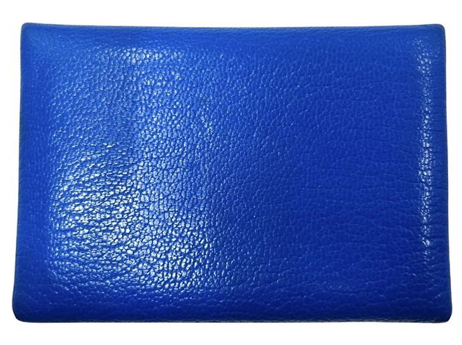 Hermès Hermes Calvi Duo Wallet/Coin Purse Blue