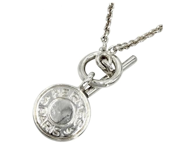 Hermès Hermes Silver Necklace with Amulet Pendant 