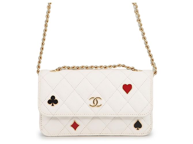 Chanel White Chain Shoulder Wallet