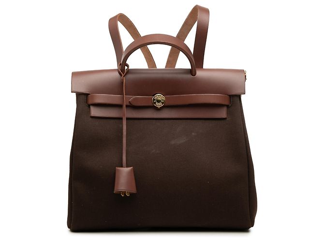 Hermès Brown Toile Herbag Backpack PM Khaki