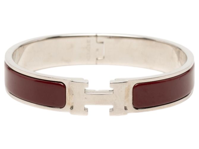 Pulseira Hermès Clic H em esmalte vermelho estreito PM Bordeaux