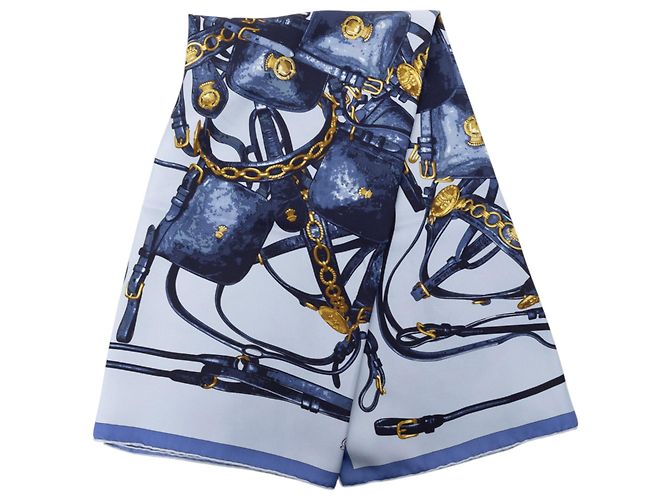 Sciarpa in seta Hermès Blue Brides Rebelles 90 Blu chiaro