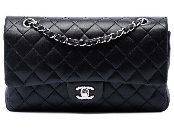 Chanel Black Medium Classic Lambskin Double Flap Noir