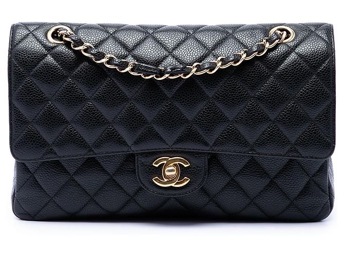 Chanel Black Medium Classic Caviar Double Flap Nero