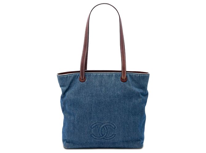 Chanel Blue CC Denim Tote Blau