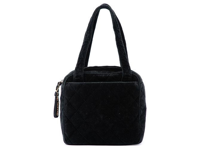 Chanel Black CC gesteppte Samttasche Schwarz