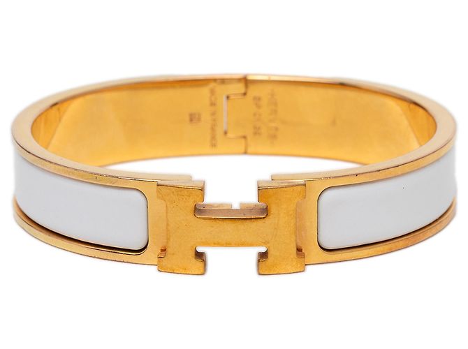 Pulsera Hermès Clic H en esmalte blanco estrecho PM
