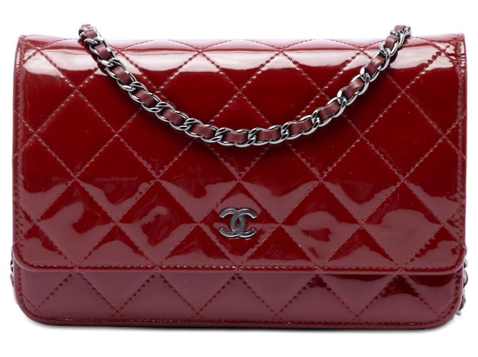 Chanel Red CC gesteppte Lackleder Wallet on Chain Rot Bordeaux