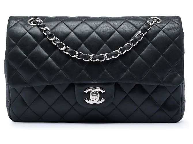 Chanel Black Medium Classic Lambskin Double Flap Noir