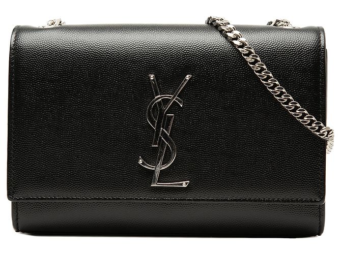 Borsa a tracolla Kate monogramma in pelle granulata nera di Saint Laurent Nero